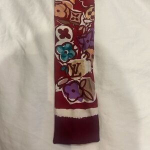 Louis Vuitton floral watercolour effect Patterned Silk Scarf/twilly